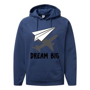 Motivational Pilot Aerospace Engineer Dream Paper Airplane Funny Gift Performance Fleece Hoodie