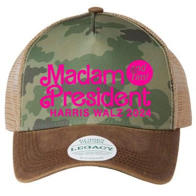 Madam President And Tim Harris And Tim Walz 2024 Funny Gift Legacy Tie Dye Trucker Hat