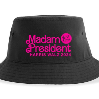 Madam President And Tim Harris And Tim Walz 2024 Funny Gift Sustainable Bucket Hat