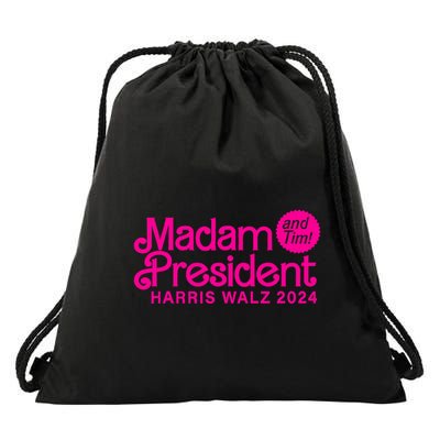 Madam President And Tim Harris And Tim Walz 2024 Funny Gift Drawstring Bag