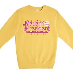 Madam President And Tim : Kamala Harris And Tim Walz 2024 Premium Crewneck Sweatshirt