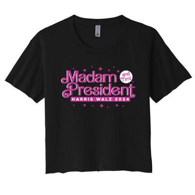 Madam President And Tim : Kamala Harris And Tim Walz 2024 Women's Crop Top Tee