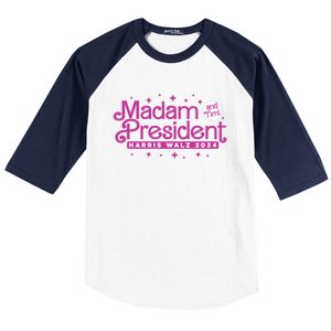 Madam President And Tim : Kamala Harris And Tim Walz 2024 Baseball Sleeve Shirt