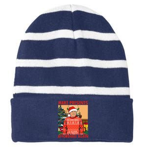 Make Presents Affordable Again Funny Trump Christmas Xmas Pj Striped Beanie with Solid Band