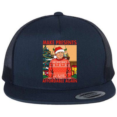 Make Presents Affordable Again Funny Trump Christmas Xmas Pj Flat Bill Trucker Hat