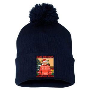 Make Presents Affordable Again Funny Trump Christmas Xmas Pj Pom Pom 12in Knit Beanie