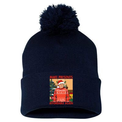 Make Presents Affordable Again Funny Trump Christmas Xmas Pj Pom Pom 12in Knit Beanie