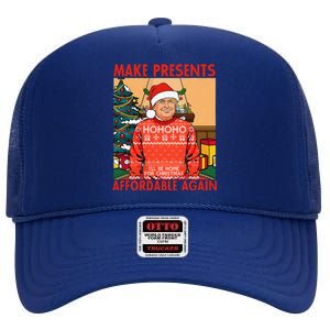 Make Presents Affordable Again Funny Trump Christmas Xmas Pj High Crown Mesh Back Trucker Hat