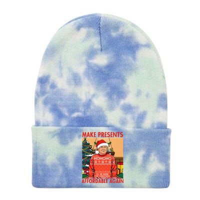 Make Presents Affordable Again Funny Trump Christmas Xmas Pj Tie Dye 12in Knit Beanie