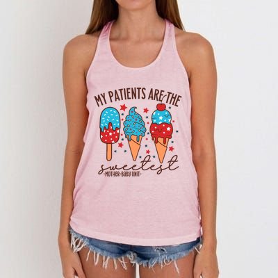 My Patients Are The Sweetest Mother Unit 4th Of July Gift Women's Knotted Racerback Tank