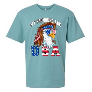 My Pronouns Are Usa Eagle American Funny 4th Of July Sueded Cloud Jersey T-Shirt