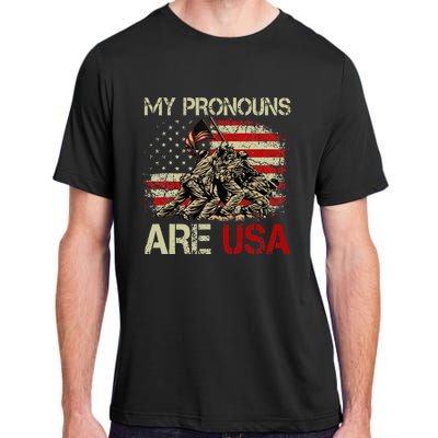 My Pronouns Are Usa 4th Of July American Flag Tie Dye Adult ChromaSoft Performance T-Shirt