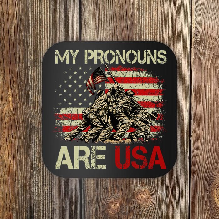 My Pronouns Are Usa 4th Of July American Flag Tie Dye Coaster