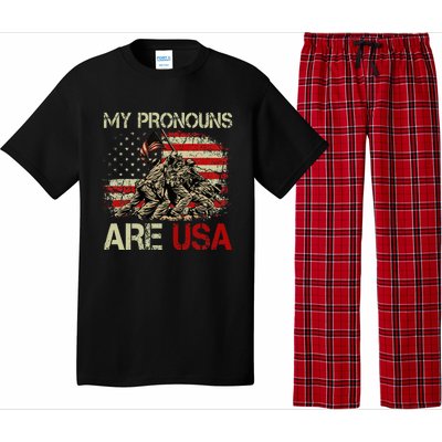 My Pronouns Are Usa 4th Of July American Flag Tie Dye Pajama Set