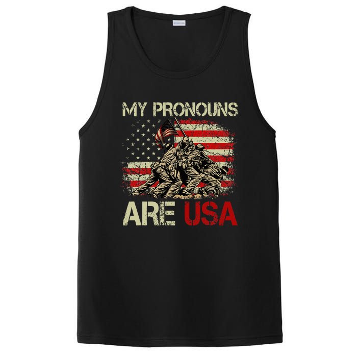 My Pronouns Are Usa 4th Of July American Flag Tie Dye PosiCharge Competitor Tank