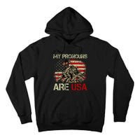 My Pronouns Are Usa 4th Of July American Flag Tie Dye Tall Hoodie