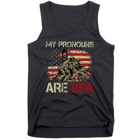 My Pronouns Are Usa 4th Of July American Flag Tie Dye Tank Top