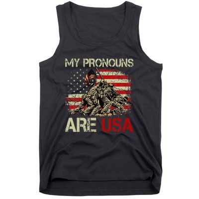 My Pronouns Are Usa 4th Of July American Flag Tie Dye Tank Top