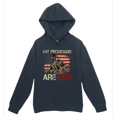 My Pronouns Are Usa 4th Of July American Flag Tie Dye Urban Pullover Hoodie