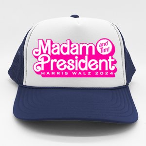 Madam President And Tim Harris & Tim Walz 2024 Trucker Hat