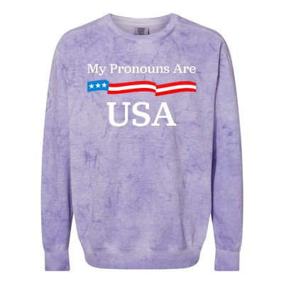 My Pronouns Are USA Patriotic 4th Of July US Flag Colorblast Crewneck Sweatshirt