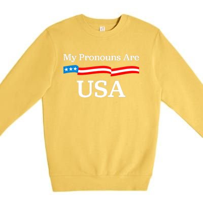 My Pronouns Are USA Patriotic 4th Of July US Flag Premium Crewneck Sweatshirt