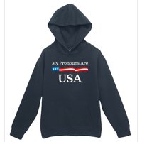 My Pronouns Are USA Patriotic 4th Of July US Flag Urban Pullover Hoodie