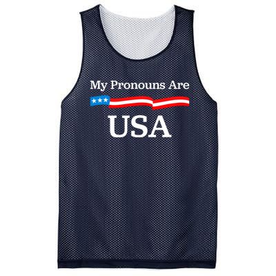 My Pronouns Are USA Patriotic 4th Of July US Flag Mesh Reversible Basketball Jersey Tank