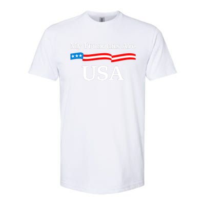 My Pronouns Are USA Patriotic 4th Of July US Flag Softstyle CVC T-Shirt