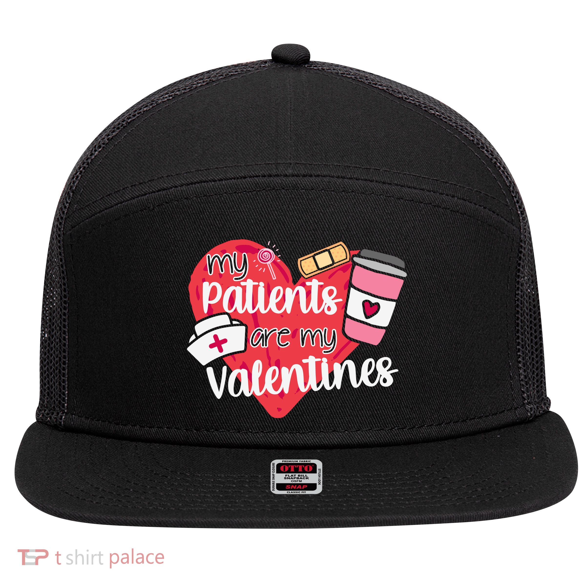 My Patients Are My Valentines Cute Nurse 7 Panel Mesh Trucker Snapback Hat
