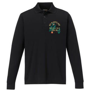 My Plants Are Rooting For Me Plant Funny Gift Performance Long Sleeve Polo