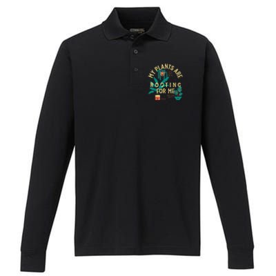 My Plants Are Rooting For Me Plant Funny Gift Performance Long Sleeve Polo