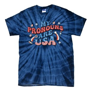 My Pronouns Are USA 4th Of July Groovy Tie-Dye T-Shirt