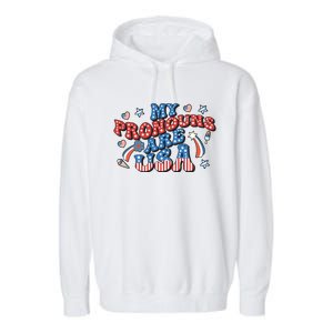 My Pronouns Are USA 4th Of July Groovy Garment-Dyed Fleece Hoodie