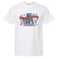 My Pronouns Are USA 4th Of July Groovy Garment-Dyed Heavyweight T-Shirt