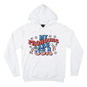 My Pronouns Are USA 4th Of July Groovy Hoodie