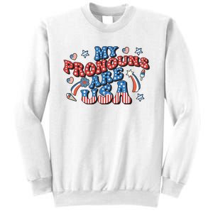 My Pronouns Are USA 4th Of July Groovy Sweatshirt