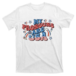 My Pronouns Are USA 4th Of July Groovy T-Shirt