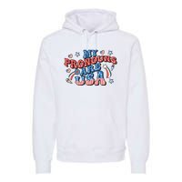 My Pronouns Are USA 4th Of July Groovy Premium Hoodie