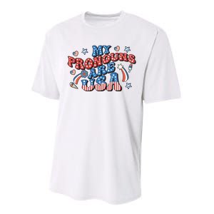 My Pronouns Are USA 4th Of July Groovy Performance Sprint T-Shirt