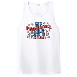 My Pronouns Are USA 4th Of July Groovy PosiCharge Competitor Tank