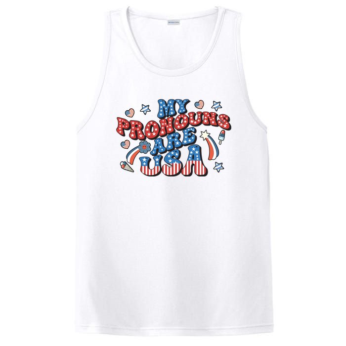 My Pronouns Are USA 4th Of July Groovy PosiCharge Competitor Tank