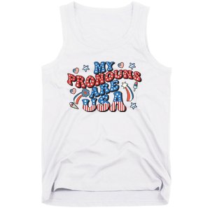 My Pronouns Are USA 4th Of July Groovy Tank Top