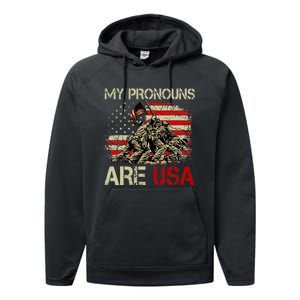 My Pronouns Are Usa 4th Of July American Flag Tie Dye Performance Fleece Hoodie