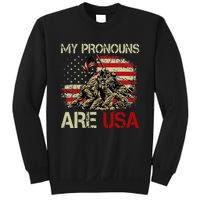 My Pronouns Are Usa 4th Of July American Flag Tie Dye Sweatshirt