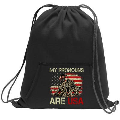 My Pronouns Are Usa 4th Of July American Flag Tie Dye Sweatshirt Cinch Pack Bag