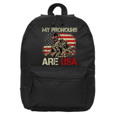 My Pronouns Are Usa 4th Of July American Flag Tie Dye 16 in Basic Backpack