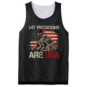 My Pronouns Are Usa 4th Of July American Flag Tie Dye Mesh Reversible Basketball Jersey Tank