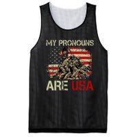 My Pronouns Are Usa 4th Of July American Flag Tie Dye Mesh Reversible Basketball Jersey Tank