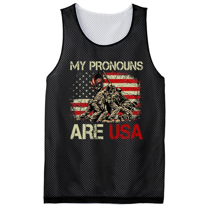 My Pronouns Are Usa 4th Of July American Flag Tie Dye Mesh Reversible Basketball Jersey Tank